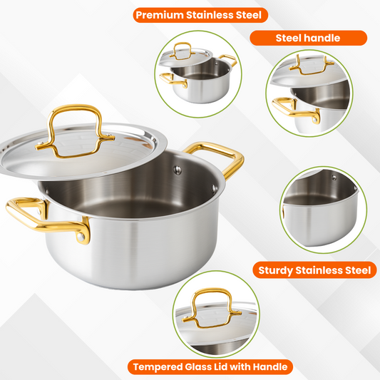 Casserole with Lid | PVD Gold Handles