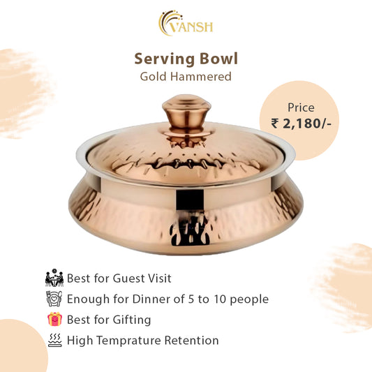 Rose Gold Hammered Serving Bowl