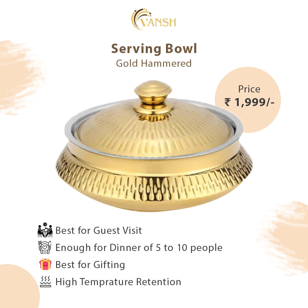 Gold Hammered Serving Bowl