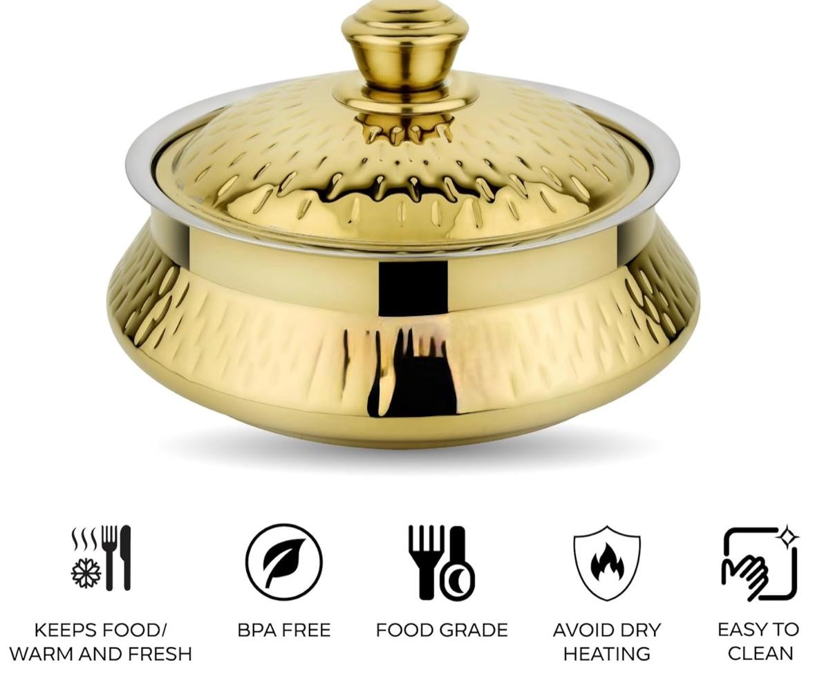 Gold Hammered Serving Bowl