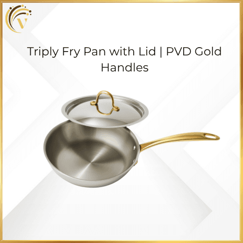 Fry Pan with Lid | PVD Gold Handles