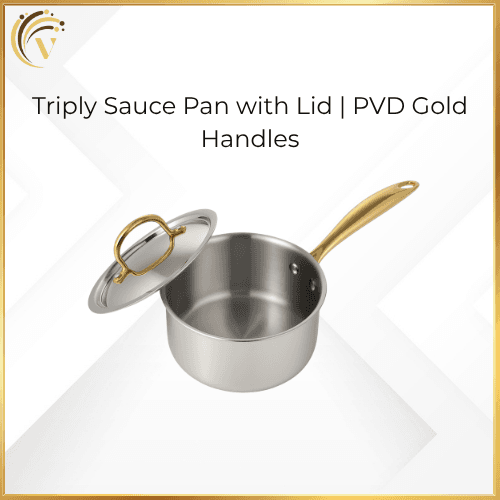 Sauce Pan with Lid | PVD Gold Handles