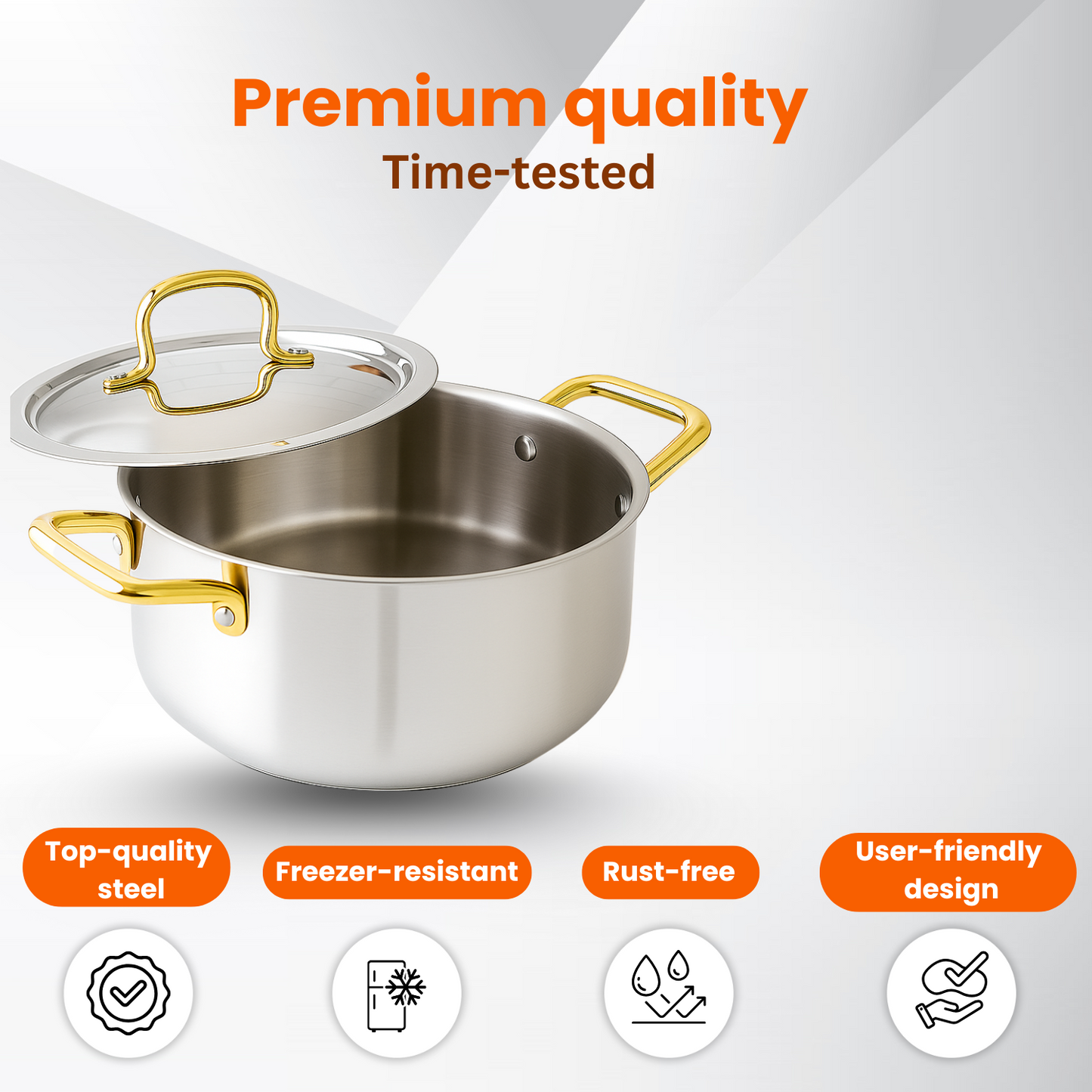 Casserole with Lid | PVD Gold Handles
