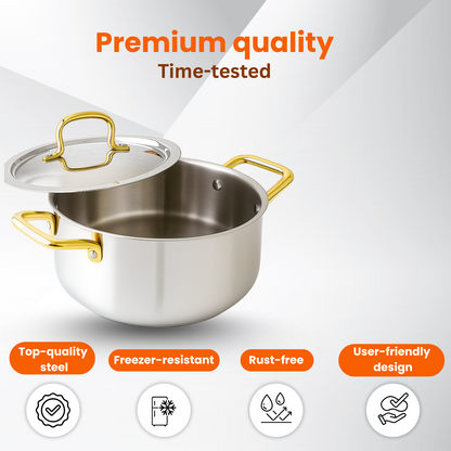 Casserole with Lid | PVD Gold Handles