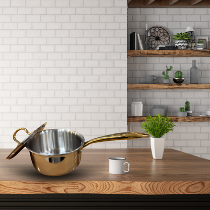 Triply Sauce Pan with Lid | PVD Gold Handles