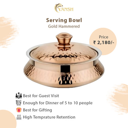 Rose Gold Hammered Serving Bowl