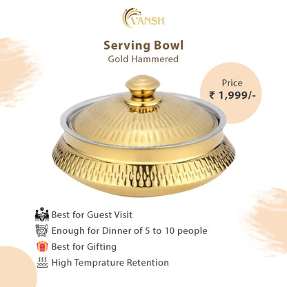 Gold Hammered Serving Bowl