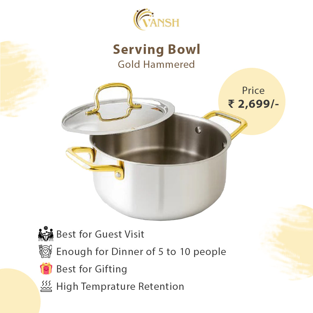 Casserole with Lid | PVD Gold Handles