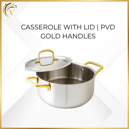 Casserole with Lid | PVD Gold Handles